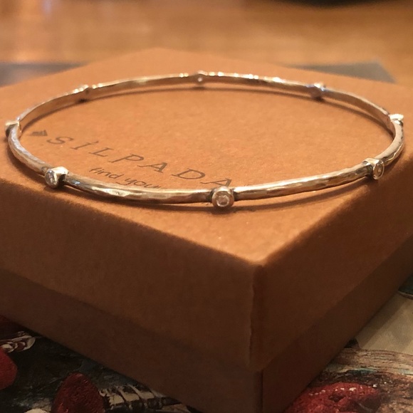 Silpada Sterling Silver Cubic Zirconia Star Studded Bangle Bracelet B2701 - Picture 11 of 15